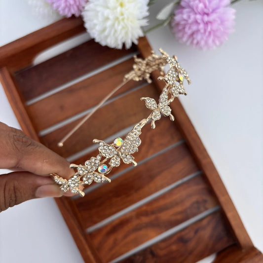Golden Butterfly Crystal Headband