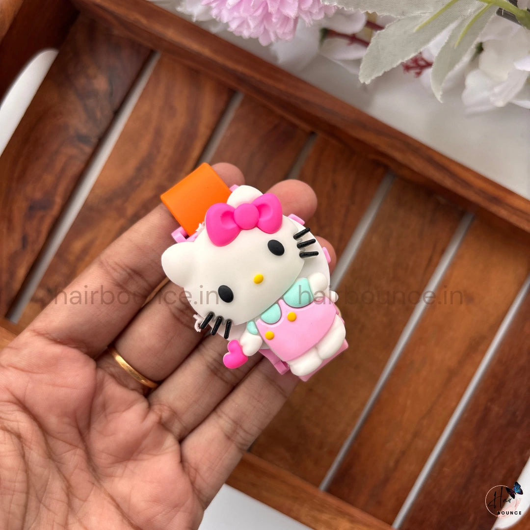 Hello Kitty Flip-Top Kids Decorative Wrist Watch – Cute Character Silicone Strap