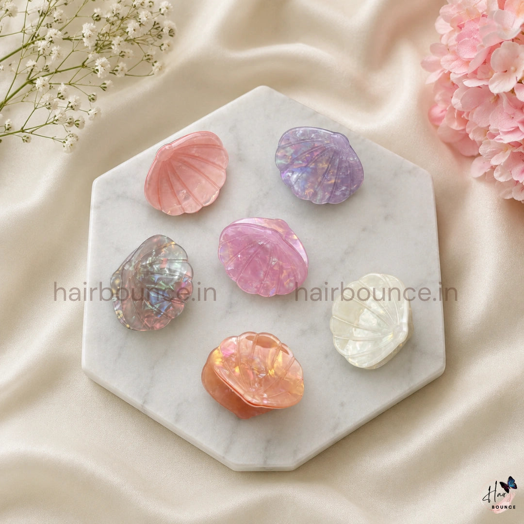 Ocean Pearl Shell Hair Claw Set – Pack of 6