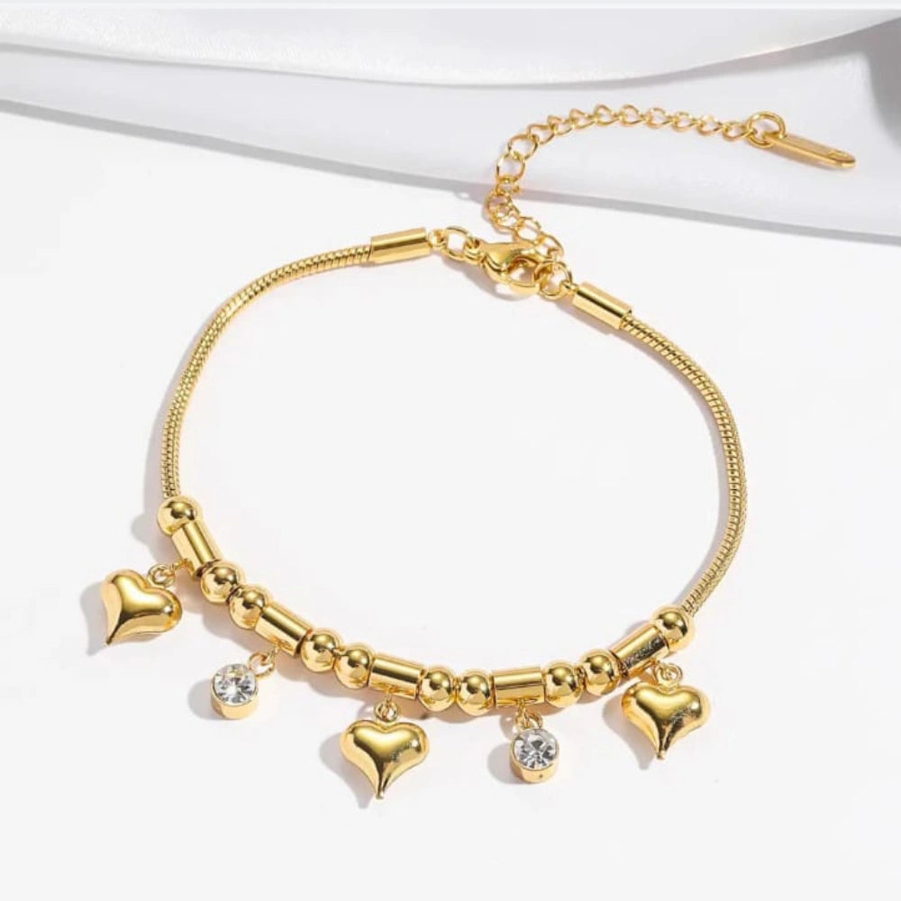 💛 Golden Heart Charm Bracelet 💛