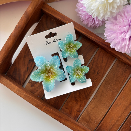Sugar Gloss Flower Hair Claw – Set of 3 (1 Medium + 2 Small)