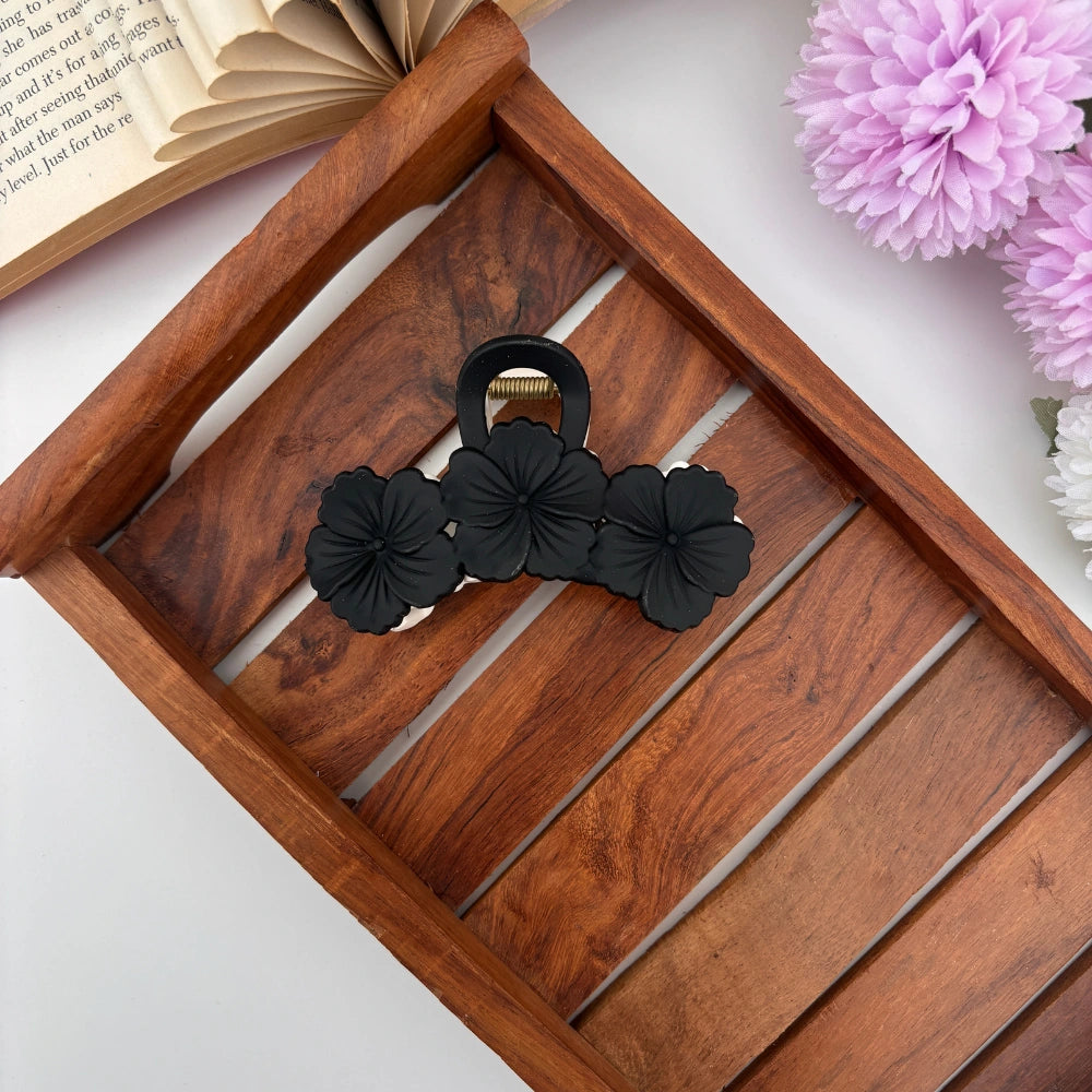 Dual Colour Triple Hibiscus Hair Claw - Large