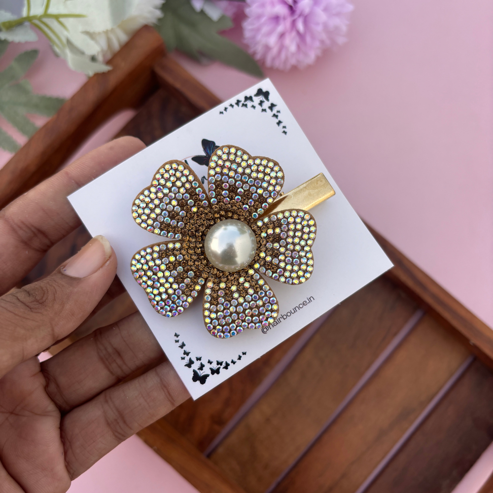Golden Glow Pearl Alligator Clip
