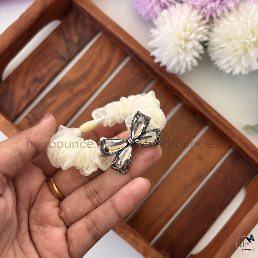 Luxury Crystal Butterfly Organza Scrunchie – Pastel Elegance Edition