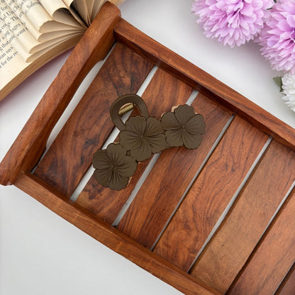 Dual Colour Triple Hibiscus Hair Claw - Large