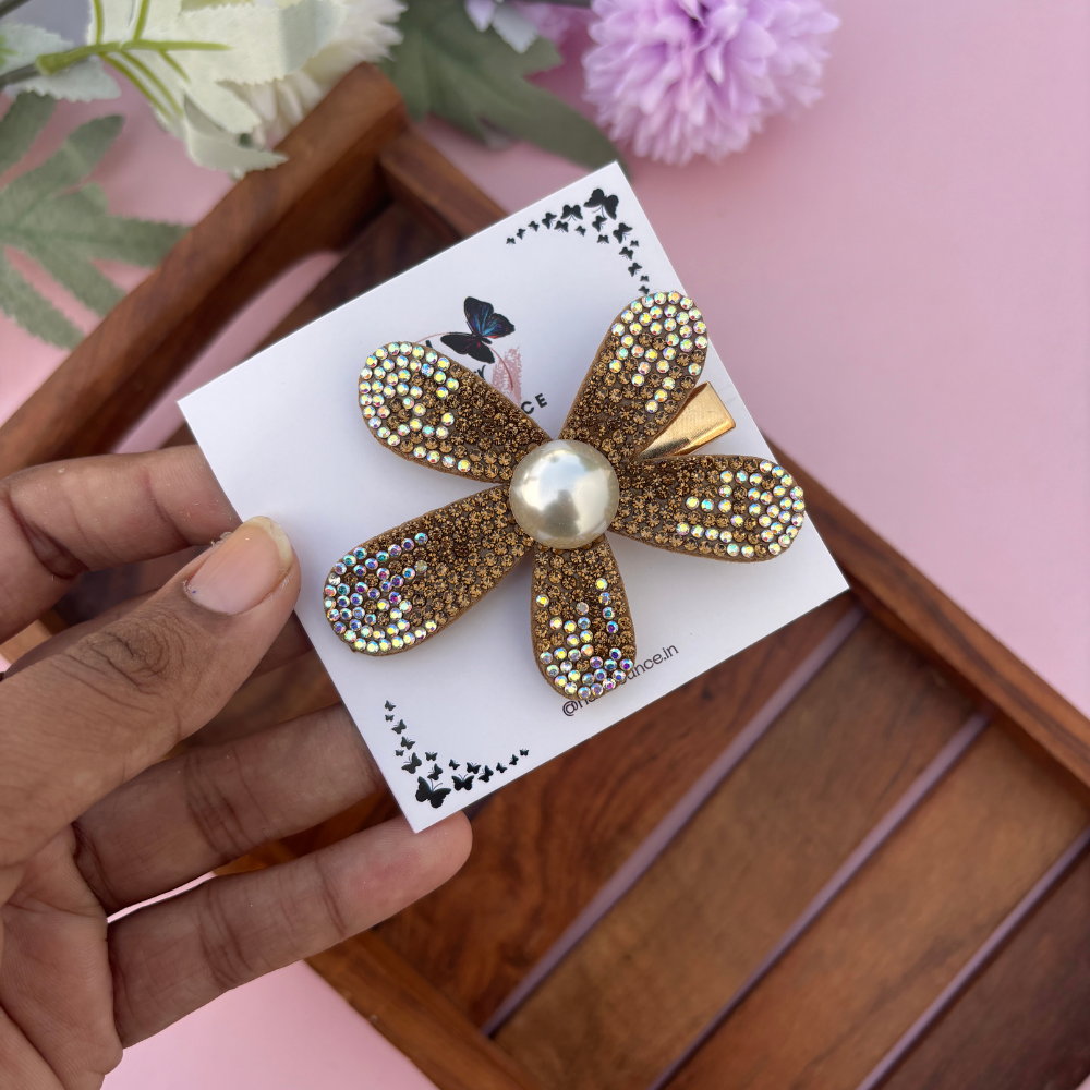 Golden Glow Pearl Alligator Clip