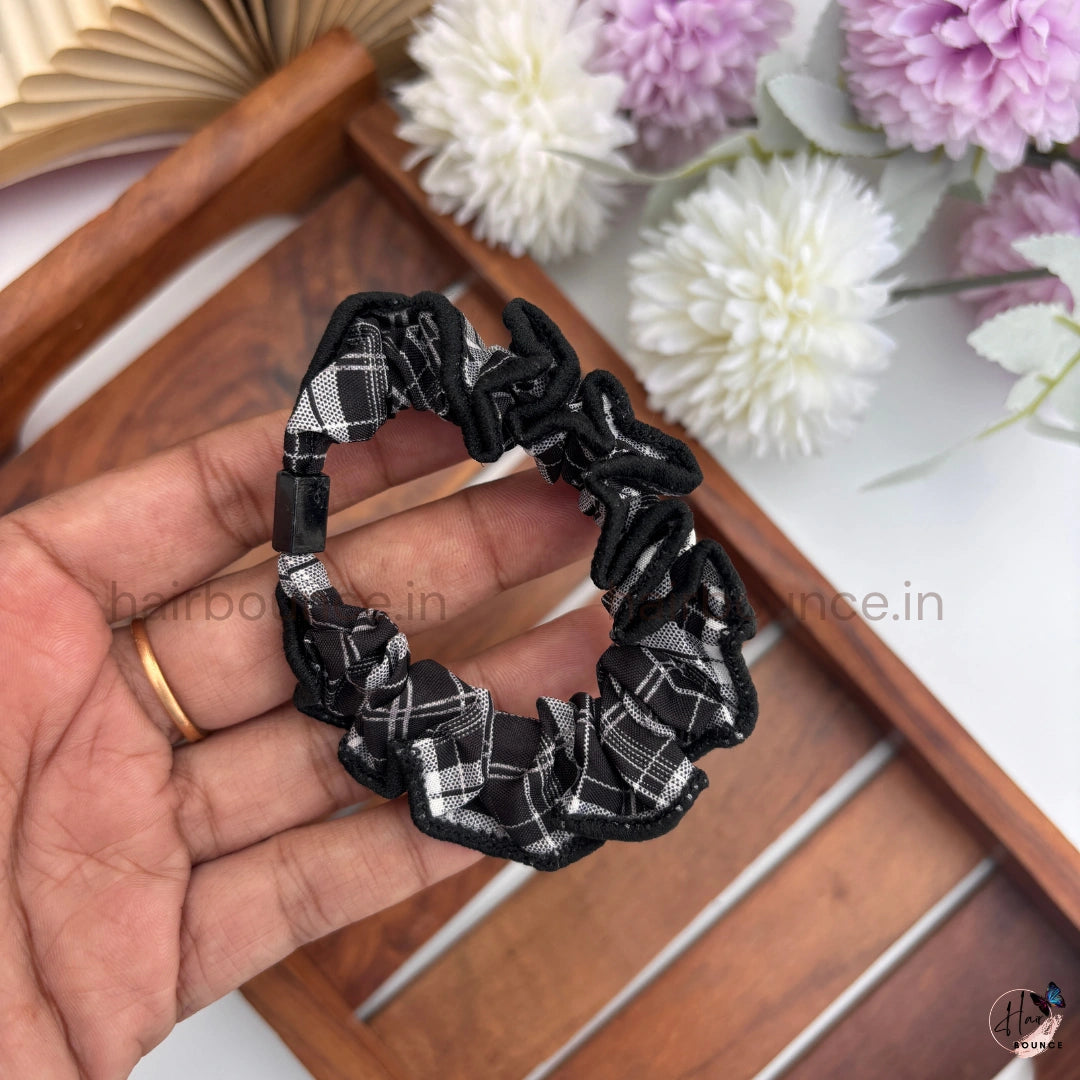 Vintage Checkered Fabric Hair Scrunchies for Women & Girls