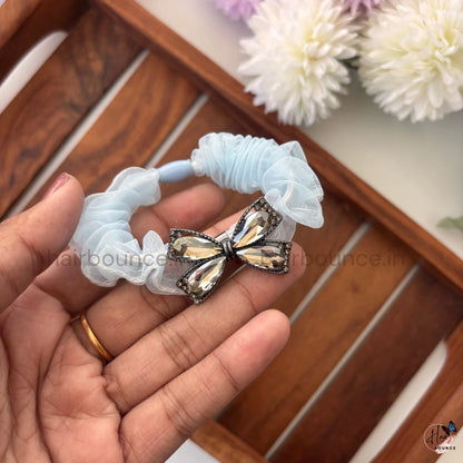 Luxury Crystal Butterfly Organza Scrunchie – Pastel Elegance Edition