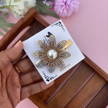 Golden Glow Pearl Alligator Clip