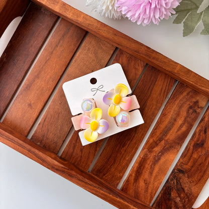 Pastel Bloom Flower Hair Claw – Pack of 2