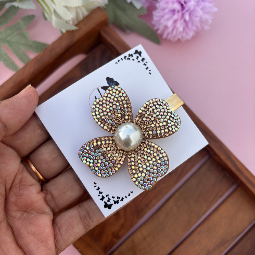 Golden Glow Pearl Alligator Clip