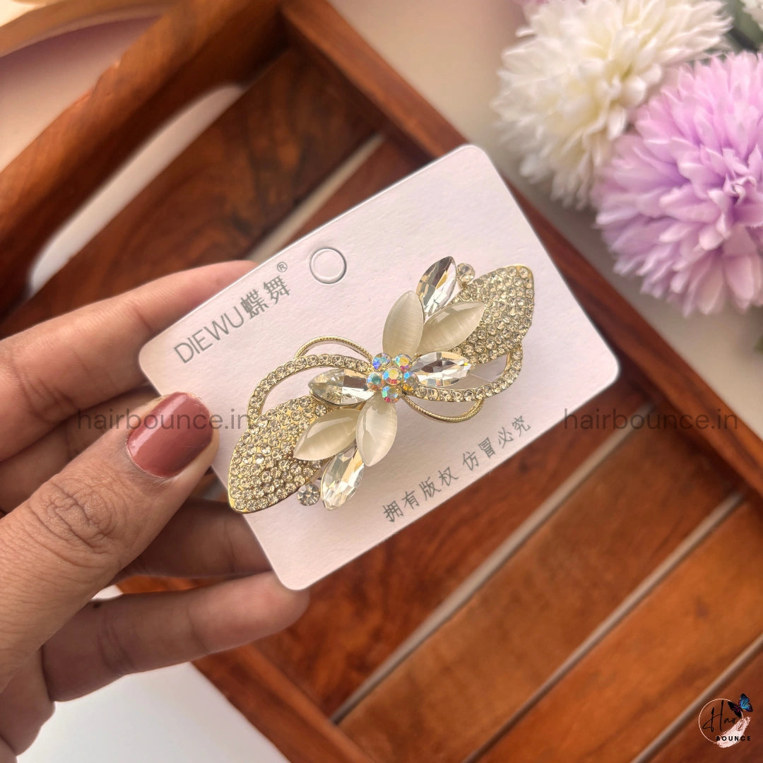 Ivory Radiance Crystal Hair Clip