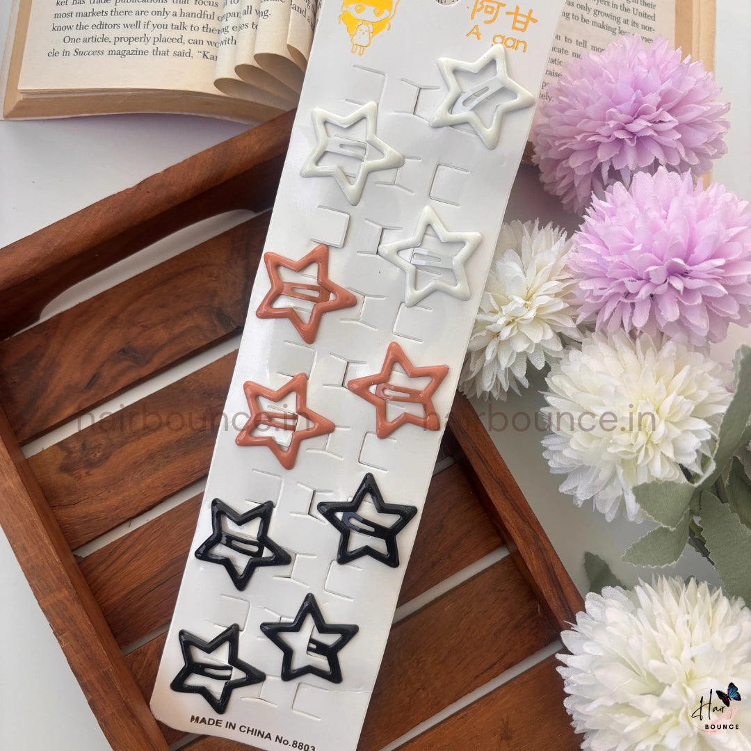 Brown Mix Star Tic Tac Clips – Pack of 10