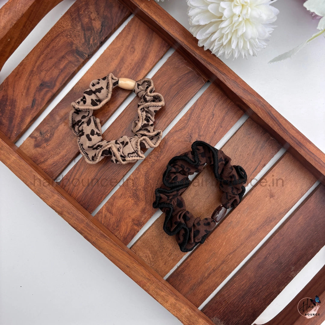 Leopard Print Fabric Hair Scrunchies for Women & Girls