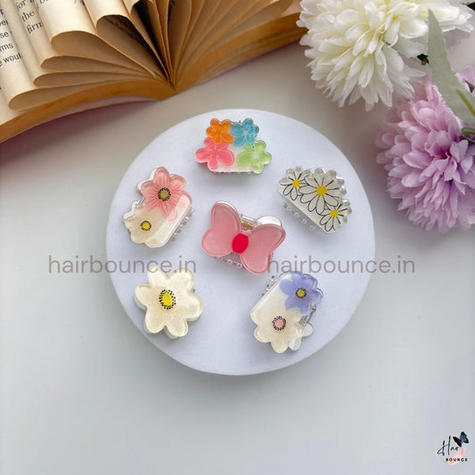 Pastel Bloom Mini Hair Clips Set – Pack of 6