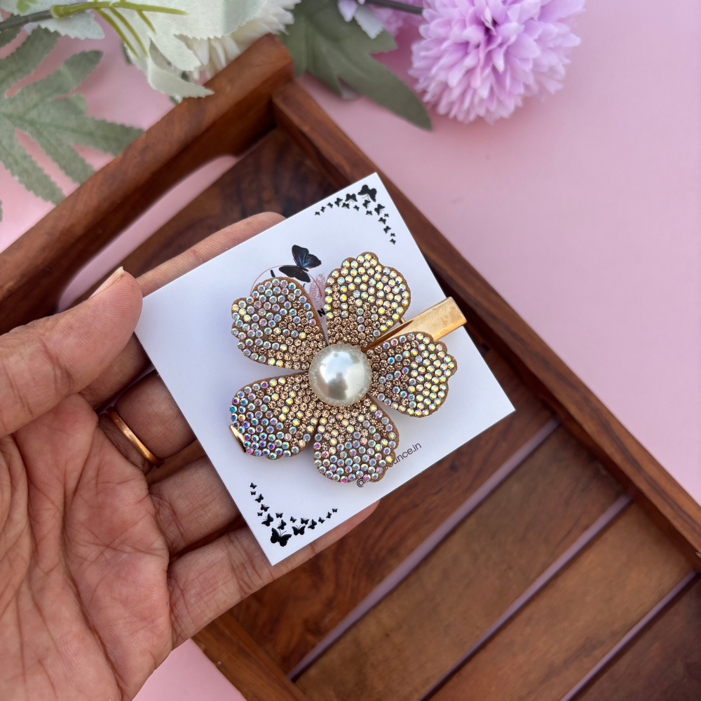 Golden Glow Pearl Alligator Clip
