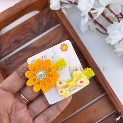 Floral Bow Alligator Hair Clips for Girls – Pack of 2