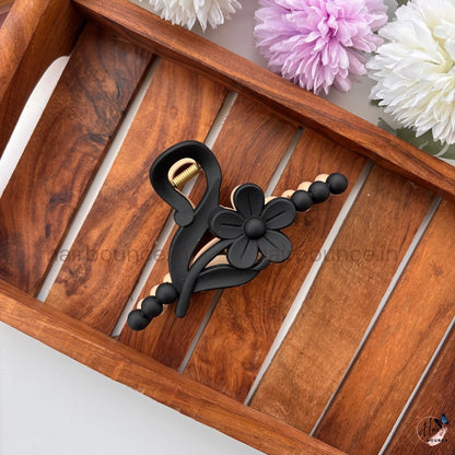 Dual-Colour Floral Beaded Curve Hair Claw – Large