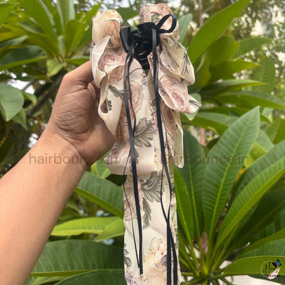 Floral Ribbon Bow Hair Claw Clip – Medium