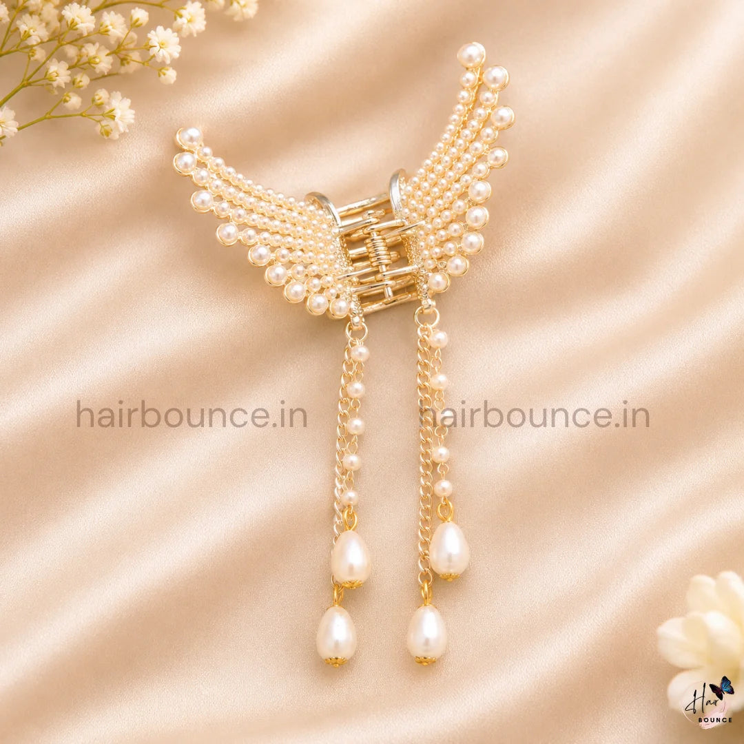 Pearl Stone Butterfly Hanging Hair Claw