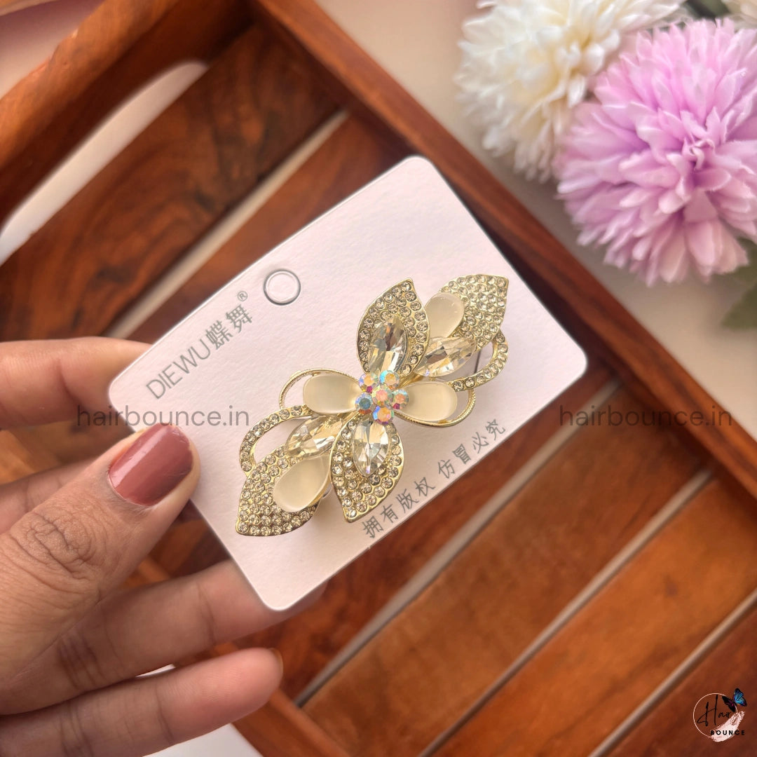Ivory Radiance Crystal Hair Clip