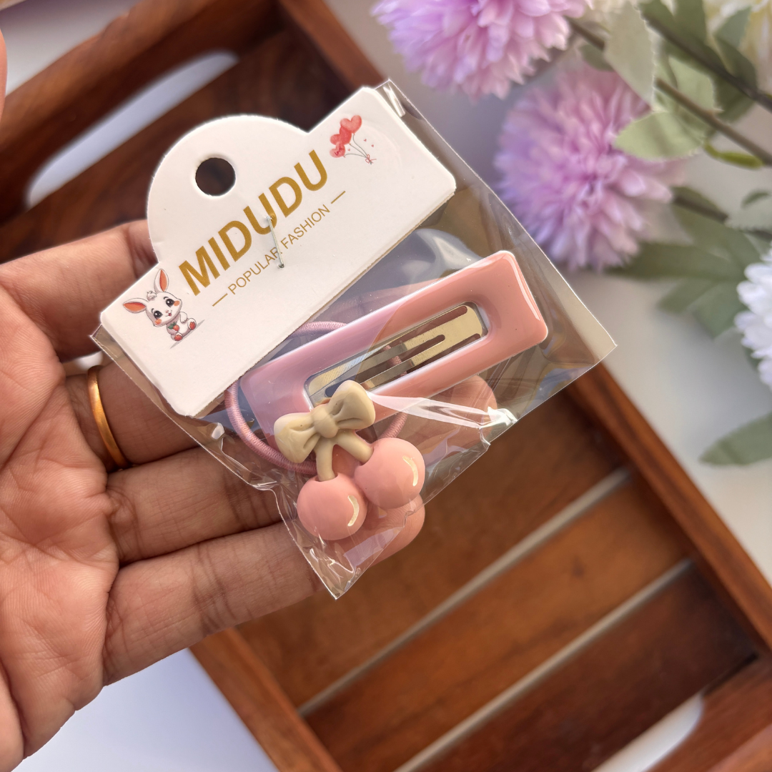 Cherry Bow Hair Clip - Set of 2