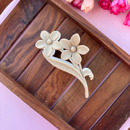 Dual Colour Flower with Leaf Hair Claw - Large