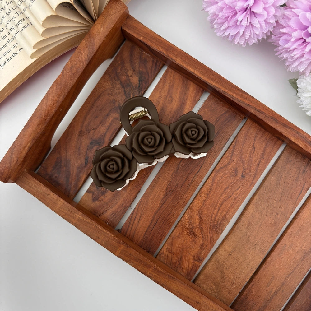 Dual Colour Triple Rose Hair Claw - Large