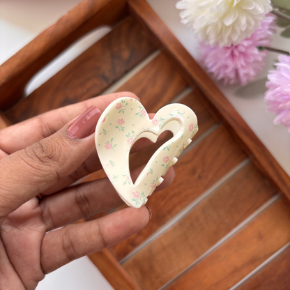 Pastel Heart Pattern Hair Claw - Medium
