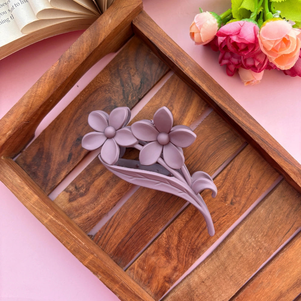 Colourful Flower with Leaf Hair Claw - Large