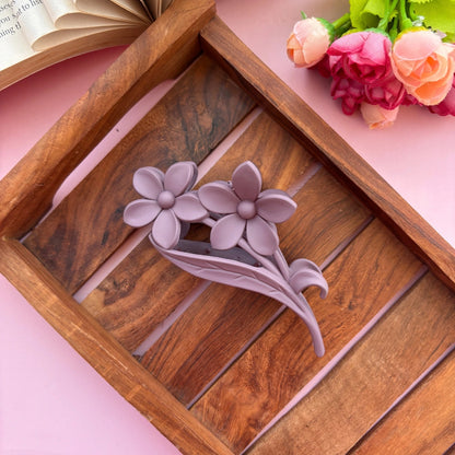 Colourful Flower with Leaf Hair Claw - Large