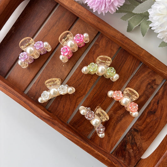 Rose Pearl Hair Claw - Small