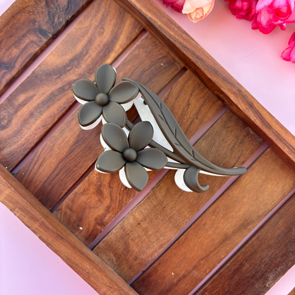 Dual Colour Flower with Leaf Hair Claw - Large