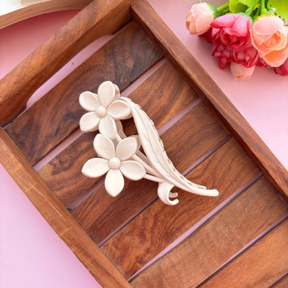 Colourful Flower with Leaf Hair Claw - Large