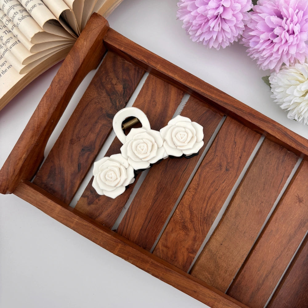 Dual Colour Triple Rose Hair Claw - Large