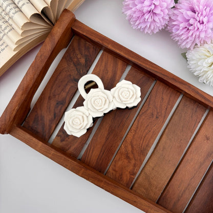 Dual Colour Triple Rose Hair Claw - Large