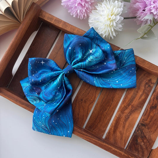 Galaxy Waves Triple Layer Satin Bow