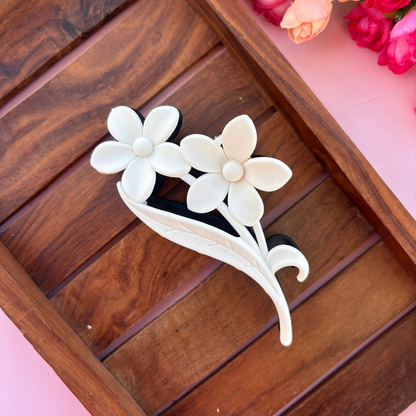 Dual Colour Flower with Leaf Hair Claw - Large