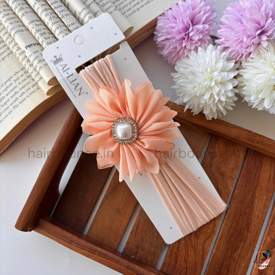 Royal Bloom Pearl Flower Stretch Headband