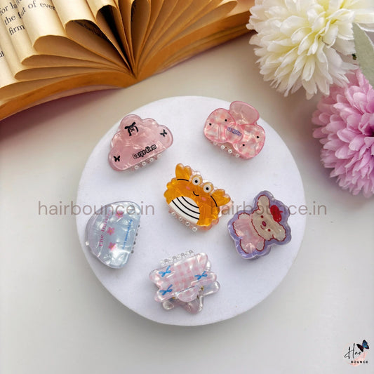 Cute Cartoon Mini Hair Clips Set – Pack of 6