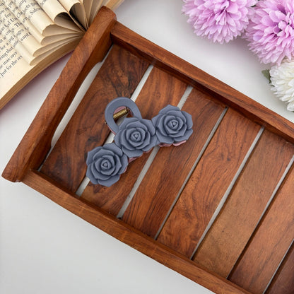 Dual Colour Triple Rose Hair Claw - Large