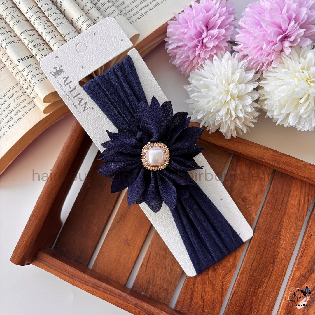 Royal Bloom Pearl Flower Stretch Headband