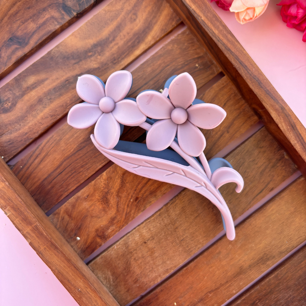 Dual Colour Flower with Leaf Hair Claw - Large