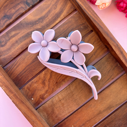Dual Colour Flower with Leaf Hair Claw - Large