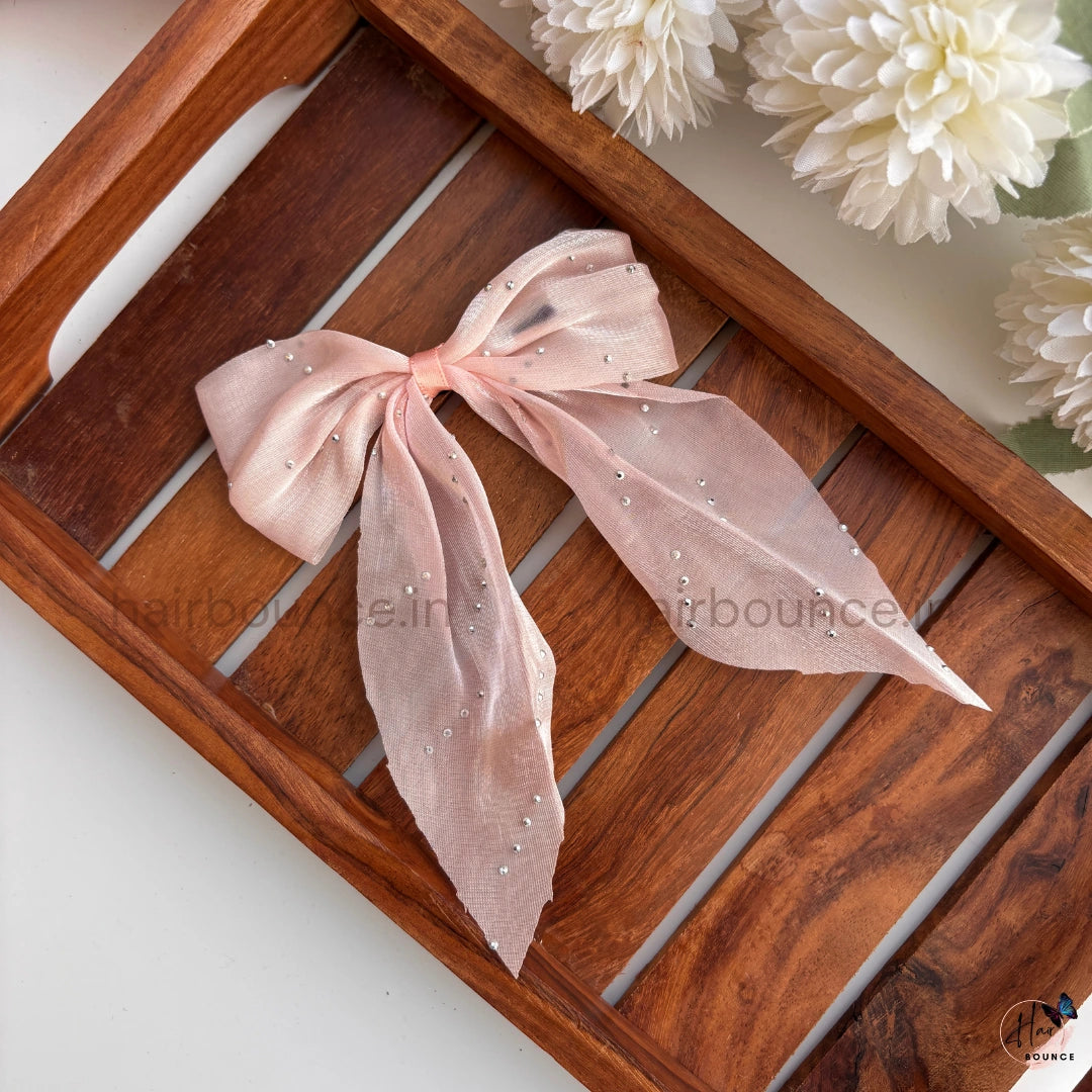 Crystal Glow Ribbon Bow Clip