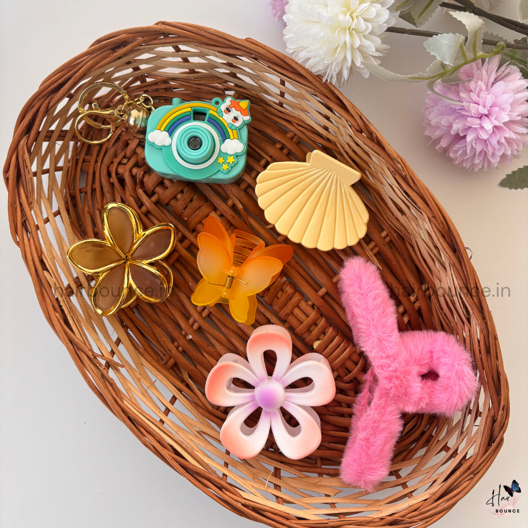 Cute Camera Keychain Hair Accessories Gift Hamper for Girls