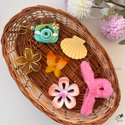 Cute Camera Keychain Hair Accessories Gift Hamper for Girls