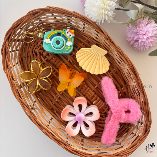 Cute Camera Keychain Hair Accessories Gift Hamper for Girls