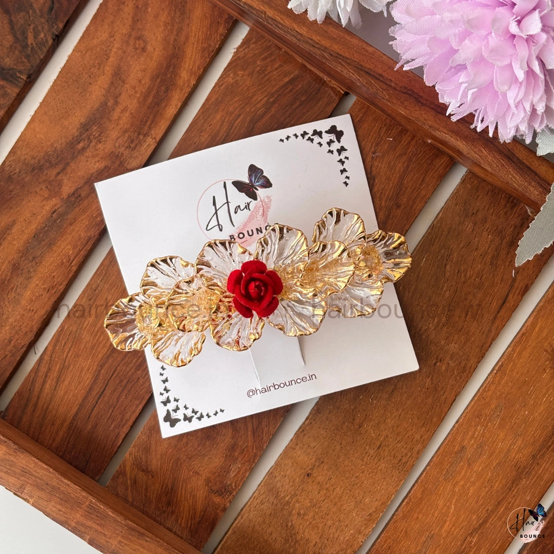 Royal Bloom Floral Center Hair Clip