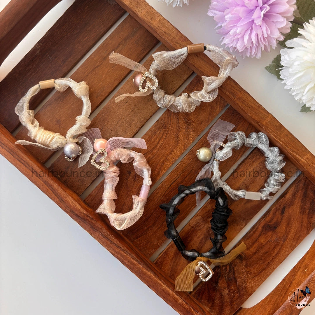 Luxe Organza Pearl Charm Hair Tie